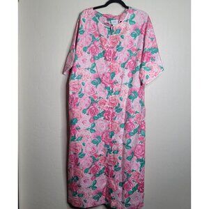 Vintage Chiha Caftan Muumuu Colorful Bright Floral Size 25" Armpit to Armpit
